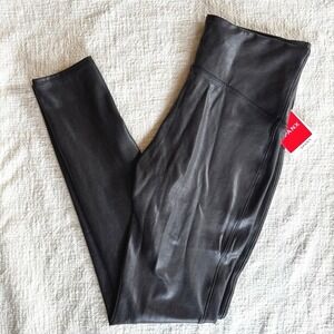 SPANX Faux Leather Leggings Black High Waisted Pants Sz. L‎ NWT